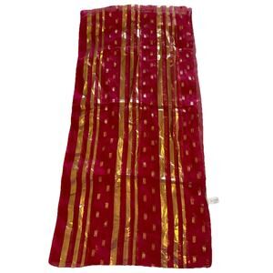 Vtg ECHO Red Gold Scarf Metallic Stripe Semi Sheer Wrap Long Rectangle 14x58
